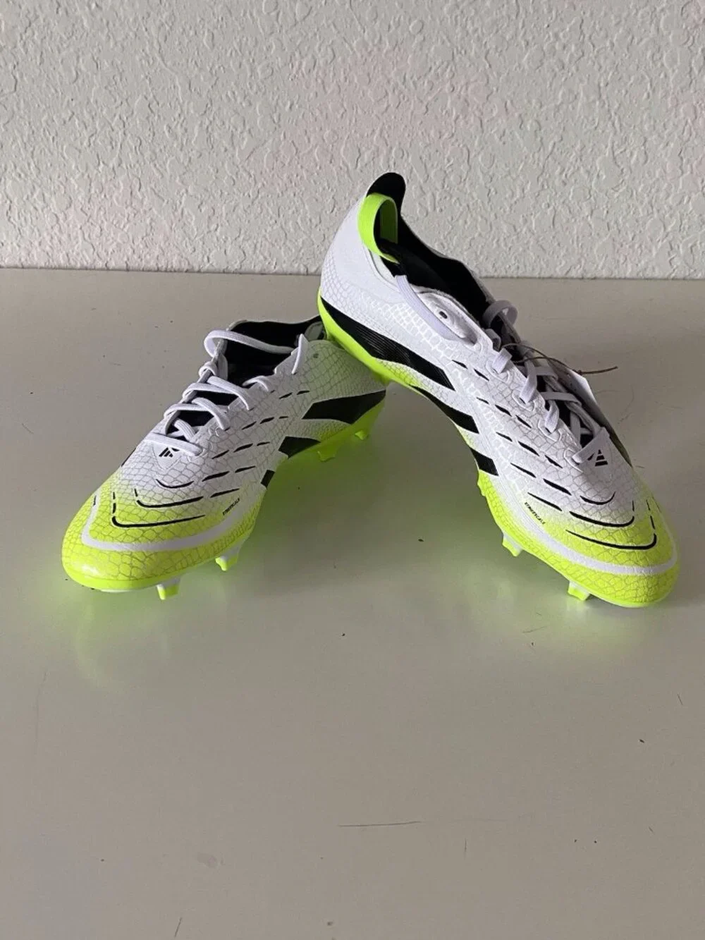 Adidas Predator League FT FG/MG Soccer Cleats JI1111 White Yellow Men’s Sz 8‎